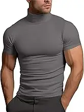 Scrub Summer Solid T Shirt Blouse High Collar Turtleneck Short Sleeve Tops T Shirt Long Sleeve Shirt Set Men