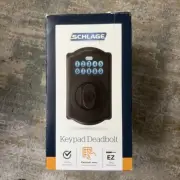 Schlage BE365 v 716 Camelot Trim Keypad Deadbolt - Aged Bronze 2 Extra Keys Open