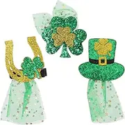 [GALPADA] 3pcs Irish Party Hair Clips Glitter Shamrock Hat and Festive Hair Accessories for Patrick's Day Celebrations