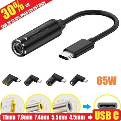 65W Laptop wall Supply Charger Converter Type C PD Power Charging Cable Adapter