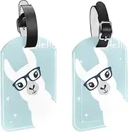 [WOSHJIUK] Luggage Tags,2 Pack Labels Suitcase Tags,Hello Alpaca,Luggage Tags Privacy Protection Travel Bag Tag