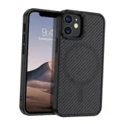 Carbon Fiber for iPhone 12 Mini Case [Compatible with MagSafe] Magnetic Black