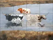 Longhorn Tile Backsplash Kathy Winkler Steer Art Ceramic Mural RW-KW034