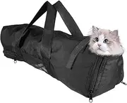 Totority Cat Bathing Bag Zippered Carrier for Nail Clipping Breathable Mesh Pet Holder for Grooming Vet Visits Durable Oxford Multi Entry Design for Easy Access