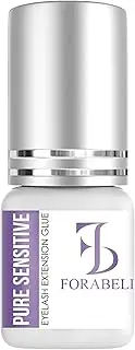 Pure Sensitive Eyelash Extension Glue - Forabeli 5ml / NO Fume NO Irritation / 7-8 Sec Drying time / 3-4 Weeks Retention/Black Lash Adhesive for Professionals and Beginners/Eyelash Extension Supplies