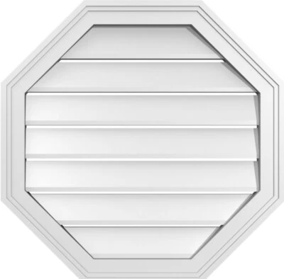 Ekena Millwork 22"W x 22"H x 1 1/8"P, Octagon Gable Vent Louver, Functional