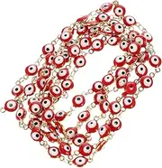 PERSELOSO Evil Eye Enamel Charm Chain Bead Linking Chain for DIY Jewelry Craft for Bracelets Necklaces Halloween Accessories and More