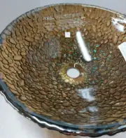 JSG Oceana 005-303-201 Glass Pebble Vessel Green Reflections 16" Bathroom Sink