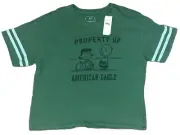 American Eagle X Peanuts Charlie Brown Faded Green Shirt Women’s M Medium NWT￼