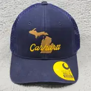 Carhartt Hat Cap Snap Back BLUE MensTrucker Outdoors Work Wear Michigan MESH NWT