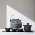 Portable Travel Tea Set Ceramic Tea Cups Mug Teapot Teacup Kit Tea Ceremony