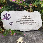 JHB Shinning Pawprints Pet Memorial Stones for Dog or Cat - Hand-Painted Pet Dog Garden Stone Grave Markers Outdoor - Sympathy Pet Dog Memorial Gifts Loss Gifts - 12"x6"
