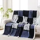 Sherpa Blanket Fleece Throw Blanket Queen Plaid Checkered 80"*90" Zebra-blue