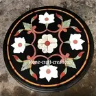 18 Inches Round Marble Bed Side Table Unique Pattern Inlay Work Coffee Table Top