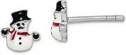[JewelryWeb] 925 Sterling Silver Rhodium Plated Teen Enameled Snowman Post Earrings 7.2mm long Stud Earring
