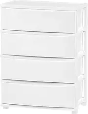 IRIS USA 4 Wide Drawer Storage, Organizer Unit for Bedroom, Closet, Living Room, Nursery, Dorm, White Frame with Matte White Front Panels, Set of 1