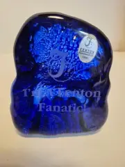 I'm A Fenton Fanatic Vintage Glass Iceberg Paperweight, Cobalt Blue Fenton Glass