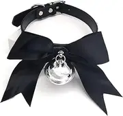 [YUESUO] Lolita Leather Choker Collar for Women Girls, Cute Cat Bell Chokers with Ribbon Bow, Suitable for Cosplay, Party
