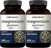 2 Pack Magnesium Glycinate 500mg, 180 Capsules Each, 100% Chelated for Better Absorption, Premium Magnesium Supplement, Supports Muscle, Bone, Joint and Heart Health, No GMOs