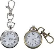[CLISPEED] 2Pcs Vintage Quartz Pocket Watch Keychain Stylish Nursing Watch Pendant for Students Healthcare Professionals Unique Retro Design Present for