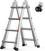 [VEVOR] Telescoping Ladder A Frame, 13 FT Compact Aluminum Extension Ladder, Multi-Function Portable Collapsible RV Ladder, Telescopic Ladder for Homework Stairs Indoor Outdoor Roof, 330lb Load