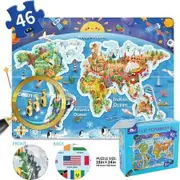 46 Pcs World Map Floor Puzzle Raising Children Recognition Promotes Hand Eye Coordinatio Age 3+