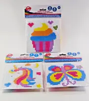 Set of 3 Cross Stitch Projects, 6 Vibrant Yarn Colors per Kit, Needle, Pattern