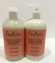 SHEA MOISTURE COCONUT HIBISCUS CURL & SHINE SHAMPOO-CONDITIONER 13 OZ each