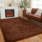 Area Rugs for Living Room, Fluffy Brown 8x10 Clearance Bedroom Rug, Large Thr...