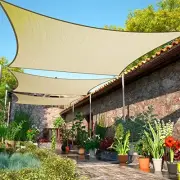 14' x 20' Beige Sun Shade Sail Rectangle Canopy Fabric Cloth Screen SMSL,