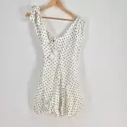 NEW Rodeo Show womens dress size 6 mini white polka dot linen blend 049136