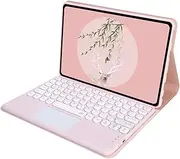 Jarttarn Keyboard Case Compatible with Honor Pad V9 11.5 inch 2025 Tablet Cover, Leather Case Round Keycaps Wireless Bluetooth Removable Touchpad Trackpad Keyboard (Pink)