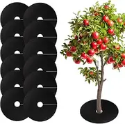 Pack of 12 Weed Control Canvas, Round Non-Woven Cushion, Biodegradable, Mulching Garden, Wintering Outdoor Plant, for New Trees, Orchards, Landscaping, Diameter 52 cm