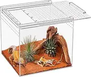 Reptile Terrarium,6.8"*6.8"*6" Reptile Breeding Box, Magnetic Acrylic Enclosure，for Tarantula，Hermit Crab，Jumping Spider，Iguana，Leopard Gecko，Bearded Dragon, Insect, Mantis, Scorpions.