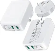 USB C Charger, Total 40W 1-Pack Fast Charger PD3.0, 4 Port Foldable USB Wall Charger Compatible with iPhone 12 13 14 15 Pro Max, Samsung, LG, Travel Charging Plug with AU, US