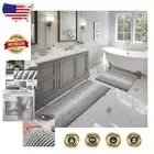 Thick Absorbent Chenille Bathroom Rugs - Machine Washable Non-Slip Set, Gray