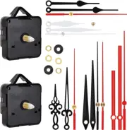 2 Silent Sweep Clock Motor Movement Mechanism with 5 Pack Different Size Black