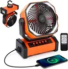 Portable Camping Fan with LED Light USB Rechargeable Outdoor Tent Lamp Lantern
