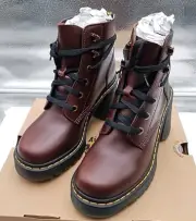 Dr. Martens Jesy Brown Leather Lace-up Platform Boots Women's Size US 7 (L3-A8)