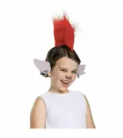 Trolls World Tour Barb Costume Light Up Headpiece Red Mohawk Wig Headband Child