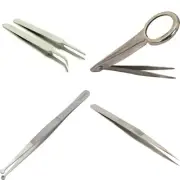 Jewelry Beading Tweezers Craft Repair Tool Set - 2 Tweezers & Loupe Magnifier