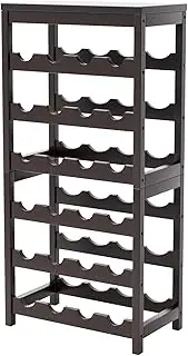 WRONWA 24 Botttle Wine Rack Freestanding Floor, 6 Tier Wine Rack Shelf with Table Top, Bamboo Wine Rack, Wine Storage Shelves Kitchen Bar Dining Room Living Room - Dark Brown