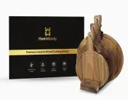 Acacia Wood Cutting Board with handle/Cheese Board-(Set 3) Acacia Cutting Boa...