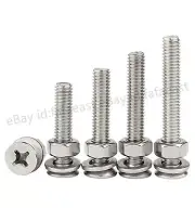 Phillips Machine Screws Countersunk Head Bolts+Nuts Washers A2 Stainless M2-M6