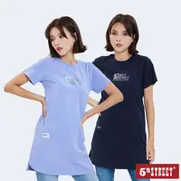 在飛比找momo購物網優惠-【5th STREET】女裝長版下襬不規則短袖T恤/共2色(