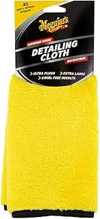 Meguiar's XL Supreme Shine Detailing Cloth - Super Absorbent, Soft Silk, Microfibre Cleaning Cloth - Reusable and Machine Washable Cleaning Cloths for Cars - Yellow - 60 cm x 40 cm