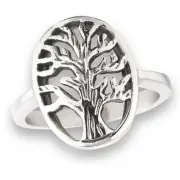Filigree Tree of Life Tall Cutout Branches Ring Stainless Steel Band Sizes 5-10