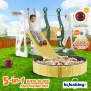 Kids Slide Swing Set Basketball Hoop Ball Pit Pool Outdoor Activity Toys Playset