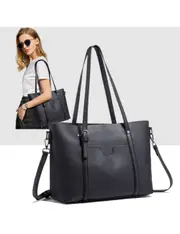 Soft Leather Tote Bag - Black