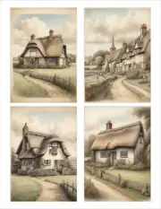 Junk Journal Ephemera Scrapbooking Card Toppers Journal Cards English Cottages